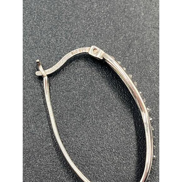 SLC Designer Sterling Sterling 925 Twisted Pave Diamond Elegant Hoop Earrings - Picture 9 of 10